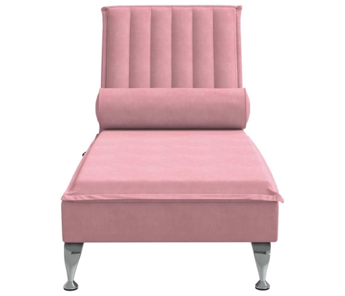 Zvilnis Ar Cilindra Formas Spilvenu, Rozā, Samts Vidaxl