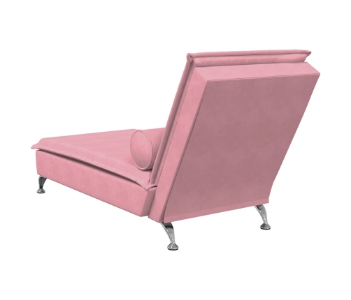 Zvilnis Ar Cilindra Formas Spilvenu, Rozā, Samts Vidaxl