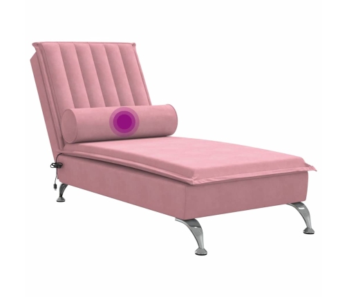 Zvilnis Ar Cilindra Formas Spilvenu, Rozā, Samts Vidaxl