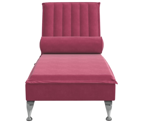 vidaXL zvilnis ar cilindra formas spilvenu, vīnsarkans, samts