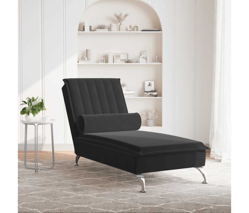 vidaXL zvilnis ar cilindra formas spilvenu, melns, samts