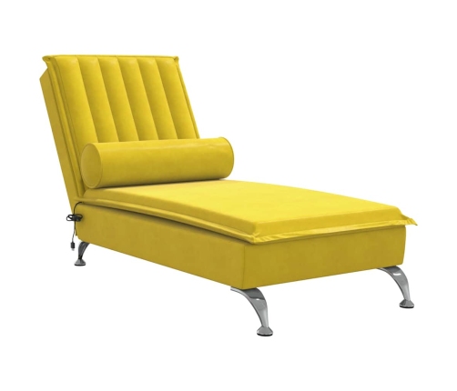 vidaXL zvilnis ar cilindra formas spilvenu, dzeltens, samts