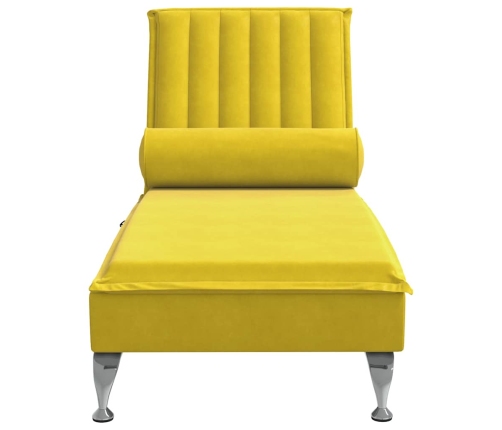 vidaXL zvilnis ar cilindra formas spilvenu, dzeltens, samts