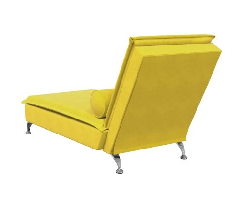 vidaXL zvilnis ar cilindra formas spilvenu, dzeltens, samts