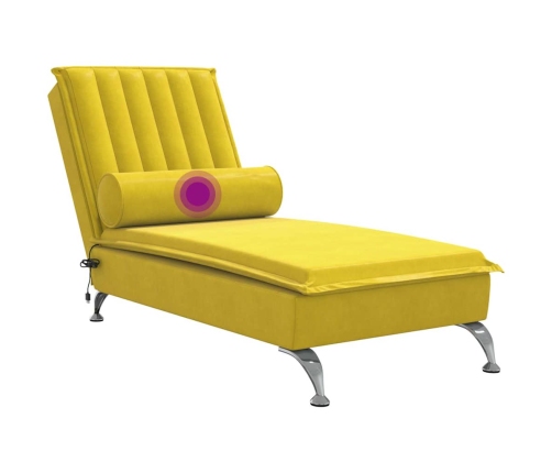 vidaXL zvilnis ar cilindra formas spilvenu, dzeltens, samts