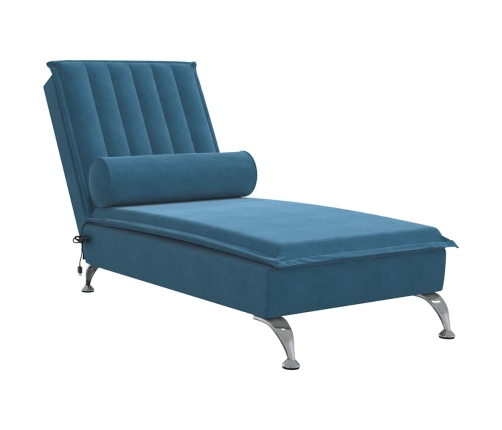 Zvilnis Ar Cilindra Formas Spilvenu, Zils, Samts Vidaxl