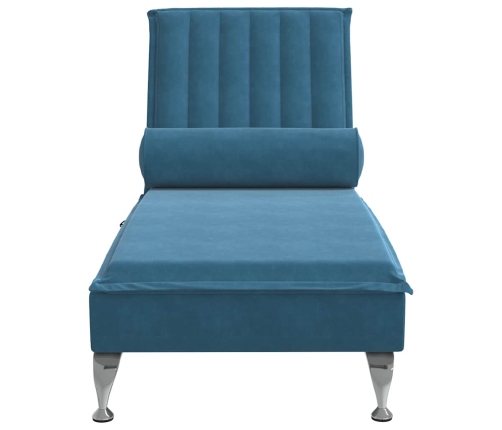 Zvilnis Ar Cilindra Formas Spilvenu, Zils, Samts Vidaxl