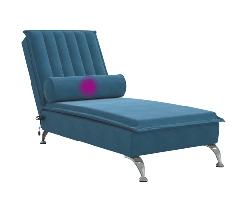 Zvilnis Ar Cilindra Formas Spilvenu, Zils, Samts Vidaxl