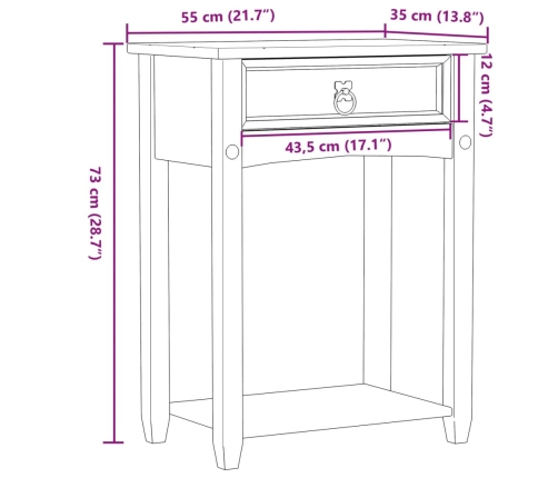 vidaXL konsoles galds Corona, 55x35x73 cm, priedes masīvkoks