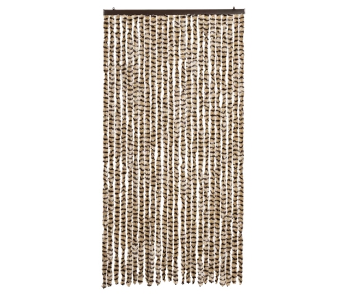 vidaXL mušu aizkars, bēšs un brūns, 100x230 cm, šenils