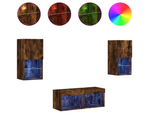 vidaXL TV sienas skapīši ar LED, 4 gab., ozolkoka krāsa