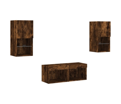 vidaXL TV sienas skapīši ar LED, 4 gab., ozolkoka krāsa