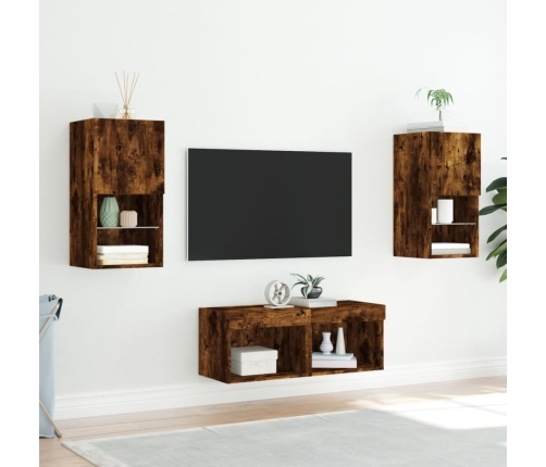 vidaXL TV sienas skapīši ar LED, 4 gab., ozolkoka krāsa