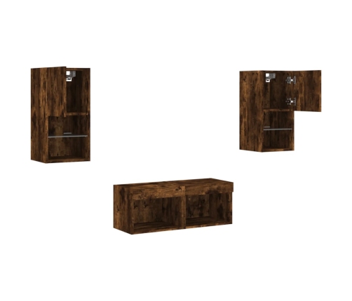 vidaXL TV sienas skapīši ar LED, 4 gab., ozolkoka krāsa