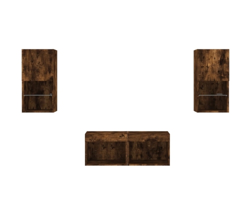 vidaXL TV sienas skapīši ar LED, 4 gab., ozolkoka krāsa