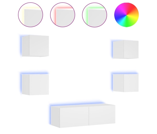 vidaXL TV sienas skapīši ar LED, 5 gab., balti