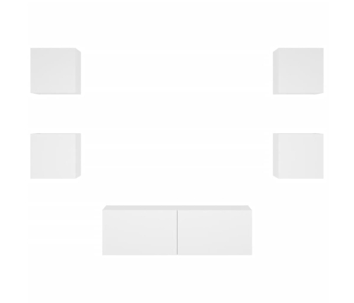 vidaXL TV sienas skapīši ar LED, 5 gab., balti