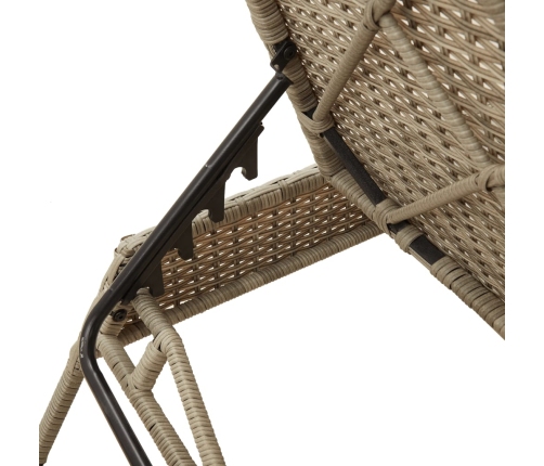 vidaXL sauļošanās zviļņi, 2gab., ar galdu, gaiši pelēka PE rotangpalma