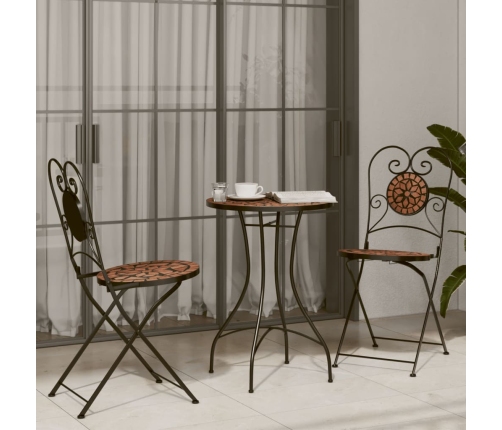 vidaXL mozaīkas bistro galds, Ø50x70 cm, sarkanbrūna keramika