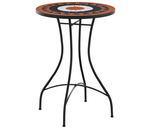 vidaXL mozaīkas bistro galds, Ø50x70cm, sarkanbrūns ar baltu, keramika