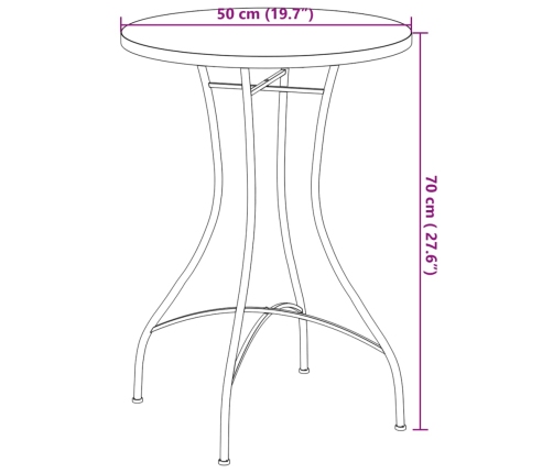 vidaXL mozaīkas bistro galds, Ø50x70cm, sarkanbrūns ar baltu, keramika