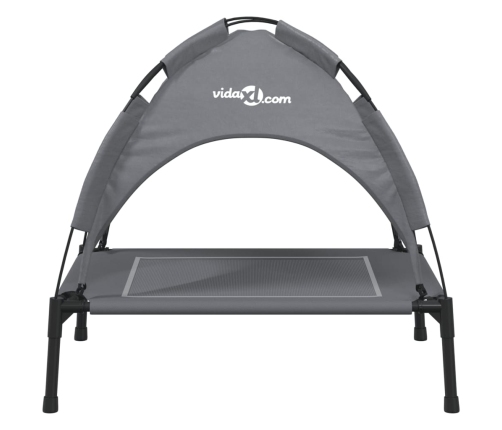 Suņu Gulta Ar Jumtu, Pelēka, Oksfordas Audums Un Tērauds Vidaxl