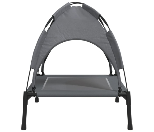 Suņu Gulta Ar Jumtu, Pelēka, Oksfordas Audums Un Tērauds Vidaxl