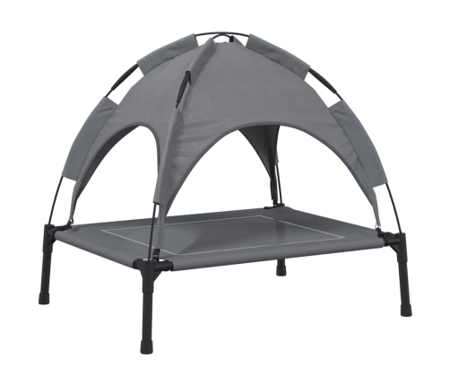 Suņu Gulta Ar Jumtu, Pelēka, Oksfordas Audums Un Tērauds Vidaxl