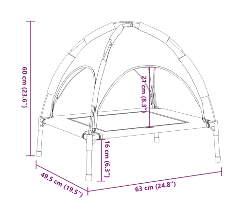 Suņu Gulta Ar Jumtu, Pelēka, Oksfordas Audums Un Tērauds Vidaxl