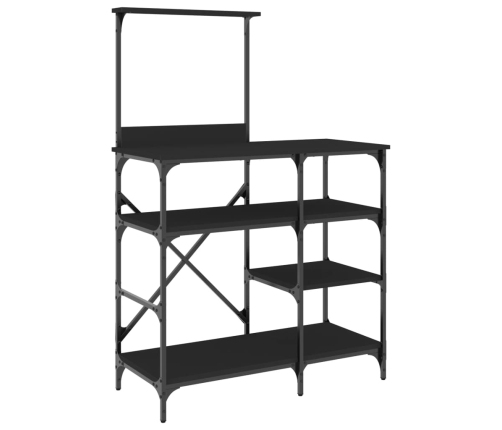 vidaXL virtuves plaukts, melns, 90x40x132cm, inženierijas koks, metāls