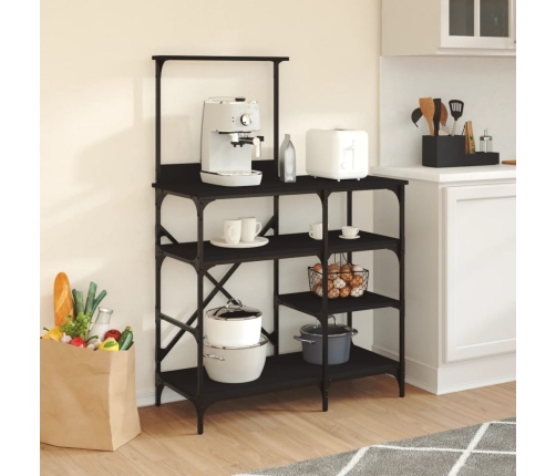 vidaXL virtuves plaukts, melns, 90x40x132cm, inženierijas koks, metāls