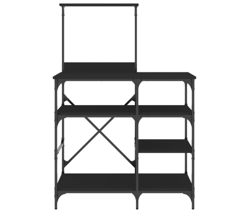 vidaXL virtuves plaukts, melns, 90x40x132cm, inženierijas koks, metāls