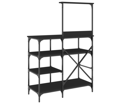 vidaXL virtuves plaukts, melns, 90x40x132cm, inženierijas koks, metāls