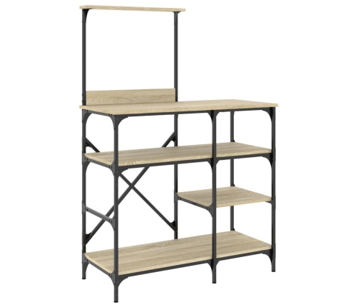 vidaXL virtuves plaukts, ozola, 90x40x132cm, inženierijas koks, metāls