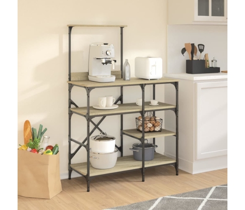 vidaXL virtuves plaukts, ozola, 90x40x132cm, inženierijas koks, metāls