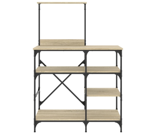 vidaXL virtuves plaukts, ozola, 90x40x132cm, inženierijas koks, metāls