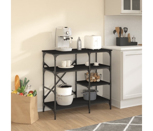 vidaXL virtuves plaukts, melns, 90x40x84 cm, inženierijas koks, metāls