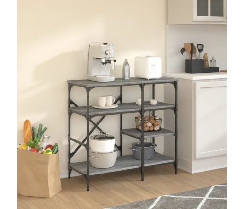 vidaXL virtuves plaukts, pelēks, 90x40x84cm, inženierijas koks, metāls