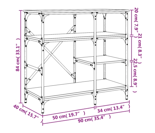 vidaXL virtuves plaukts, pelēks, 90x40x84cm, inženierijas koks, metāls