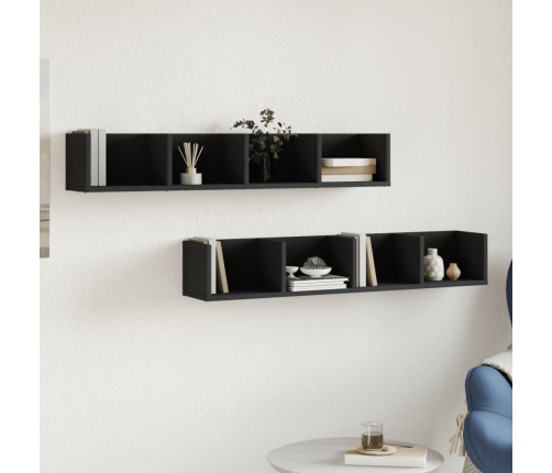 vidaXL sienas skapīši, 2 gab., melni, 99x18x16,5 cm, inženierijas koks