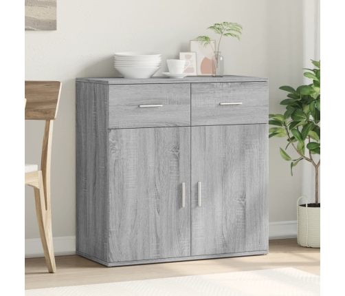 vidaXL kumode, pelēka ozolkoka krāsa, 79x38x80 cm, inženierijas koks