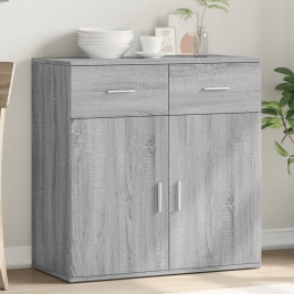 vidaXL kumode, pelēka ozolkoka krāsa, 79x38x80 cm, inženierijas koks