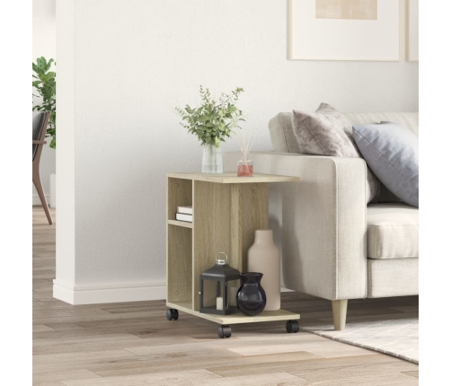 Galdiņš Ar Riteņiem, Ozolkoka, 50X30X55 Cm, Inženierijas Koks Vidaxl