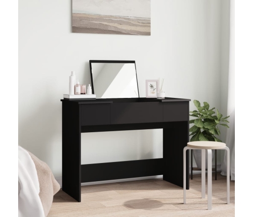 vidaXL galdiņš ar spoguli, melns, 100x45x76 cm