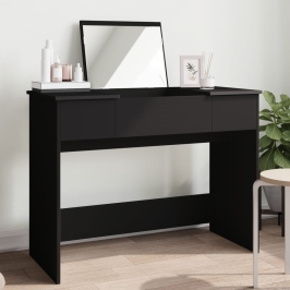 vidaXL galdiņš ar spoguli, melns, 100x45x76 cm