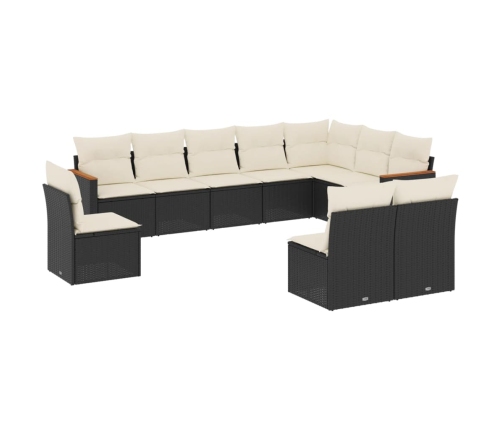 10-Daļīgs Dārza Dīvāna Komplekts, Matrači, Melna Pe Rotangpalma Vidaxl