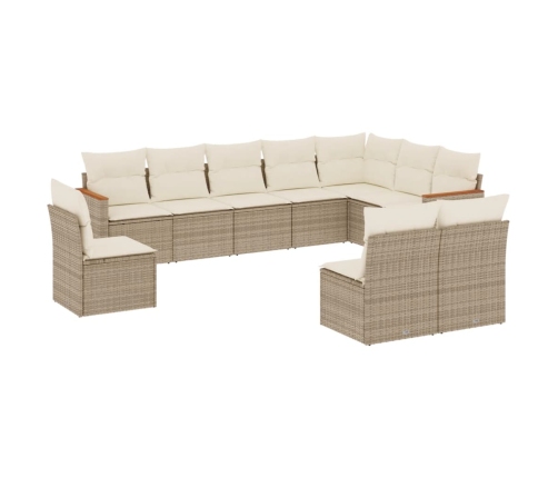 10-Daļīgs Dārza Dīvāna Komplekts, Matrači, Bēša Pe Rotangpalma Vidaxl