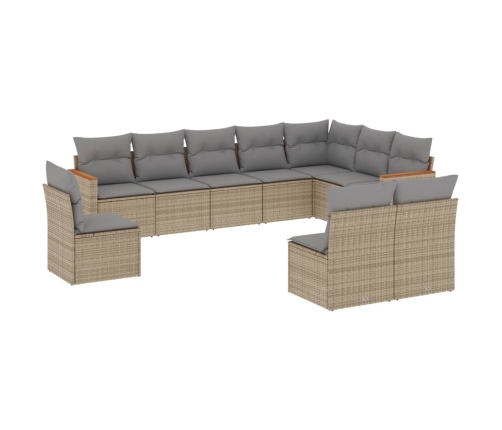 vidaXL 10-daļīgs dārza dīvāna komplekts, matrači, bēša PE rotangpalma