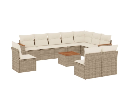 11-Daļīgs Dārza Dīvāna Komplekts, Matrači, Bēša Pe Rotangpalma Vidaxl