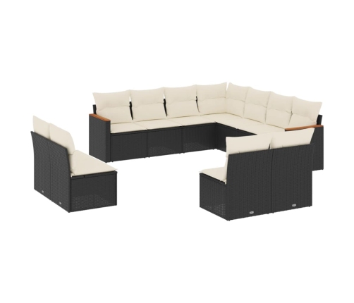 vidaXL 11-daļīgs dārza dīvāna komplekts, matrači, melna PE rotangpalma